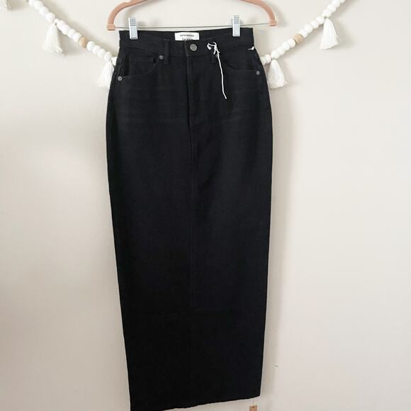 NWT Reformation High Rise Daria Denim Ankle Maxi Skirt Core Black Womens Size 26 - Picture 4 of 4